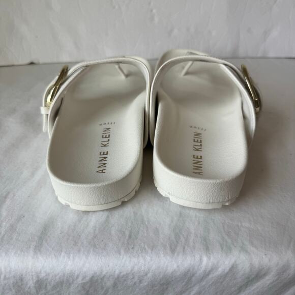 NIB Anne Klien Flex Dainty Flip Flop Thong 11 White Gold Adjustable‎ Buckle - Picture 7 of 8